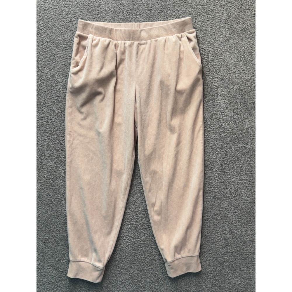 BCBGMAXAZRIA Velour Jogger Pants Womens L Blush Pink Lounge Athleisure